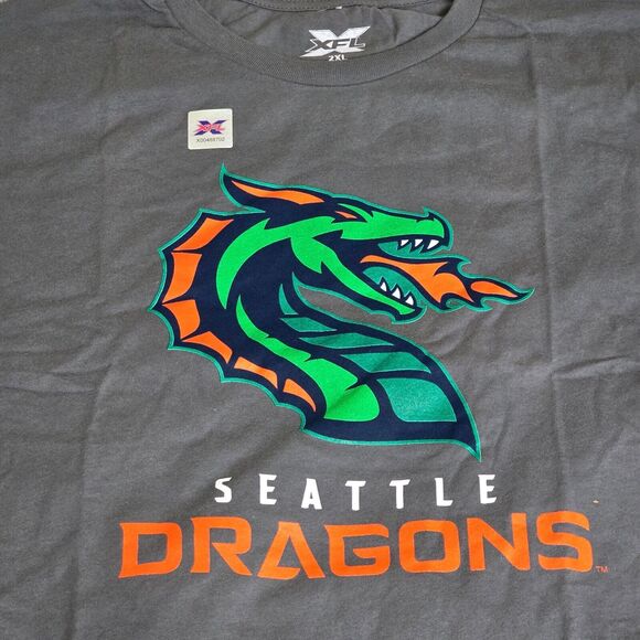 XFL Seattle Dragons Shirt Men's Size 2XL Grey Football New with Tag NWT - Picture 3 of 8